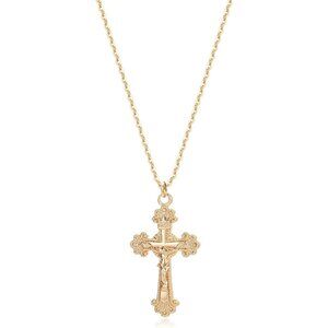 Women Gold Pendant 14K Plated Dainty Chain Simple Tiny God Religious Jewelry
